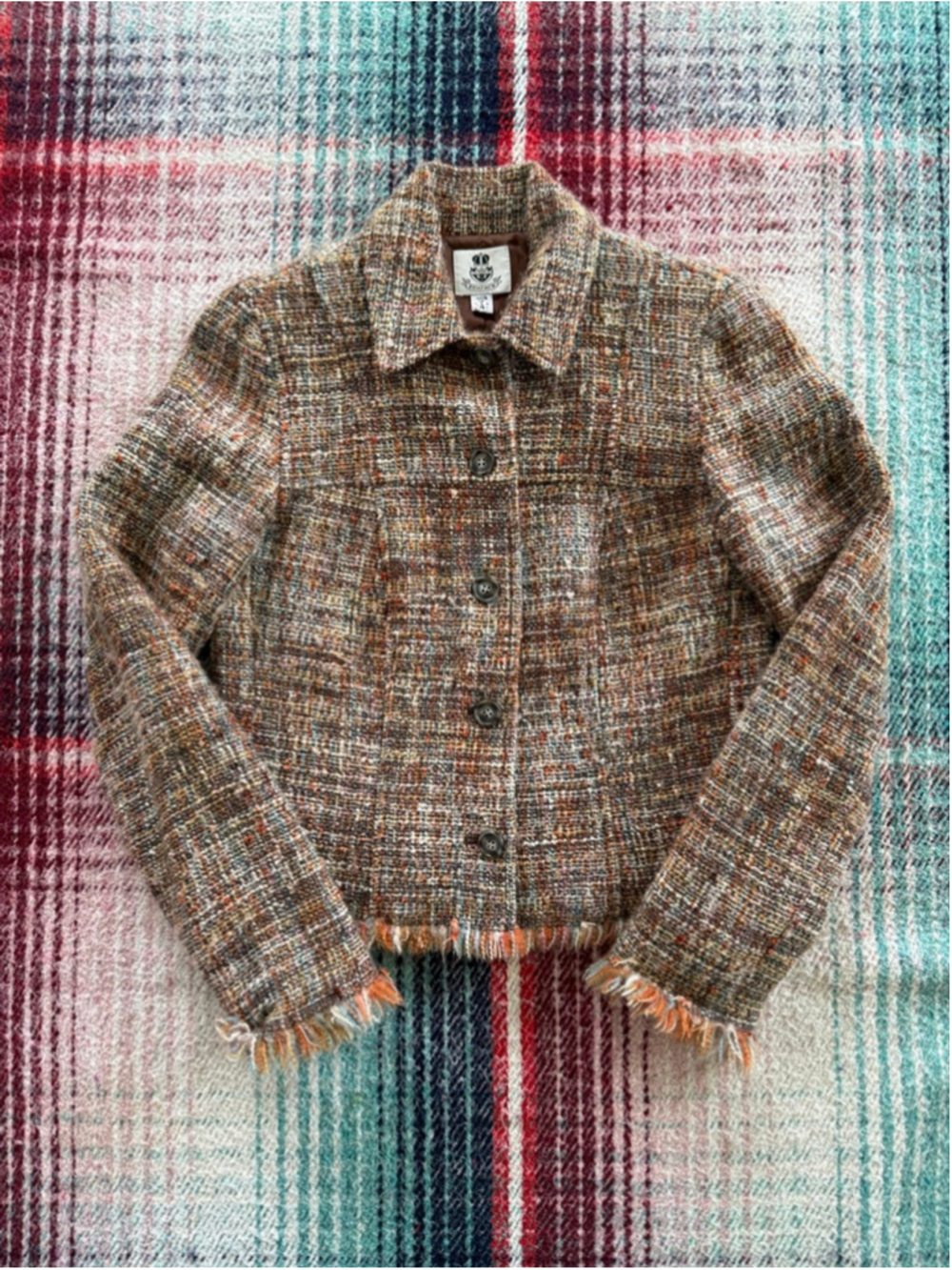 Vintage Renfrew Brown Orange Tweed Blazer Jacket Size 4